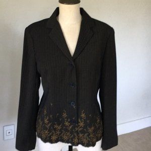 Betu black brown floral embroidered jacket - 8